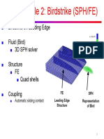 Example 2: Birdstrike (SPH/FE) : Birdstrike On Leading Edge Fluid (Bird) 3D SPH Solver Structure FE Quad Shells Coupling