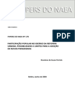 Participação Popular No Ideário Da Reforma Urbana: Possibilidades E Limites para A Adoção de Novos Paradigmas