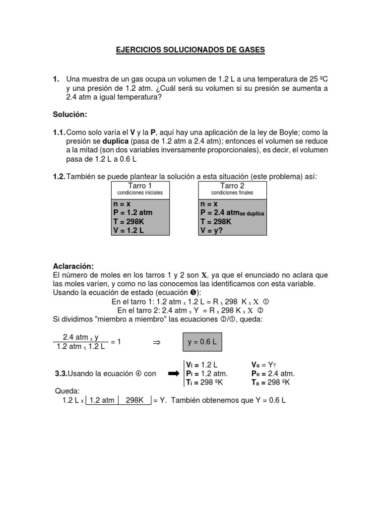 Ejercicios de Gases | PDF | Gases | Mole (Unidad)