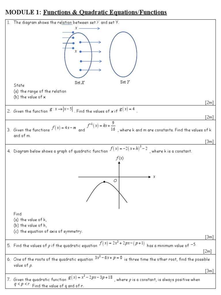 Functions and Quadratic Equations | PDF | Quadratic Equation | Function ...