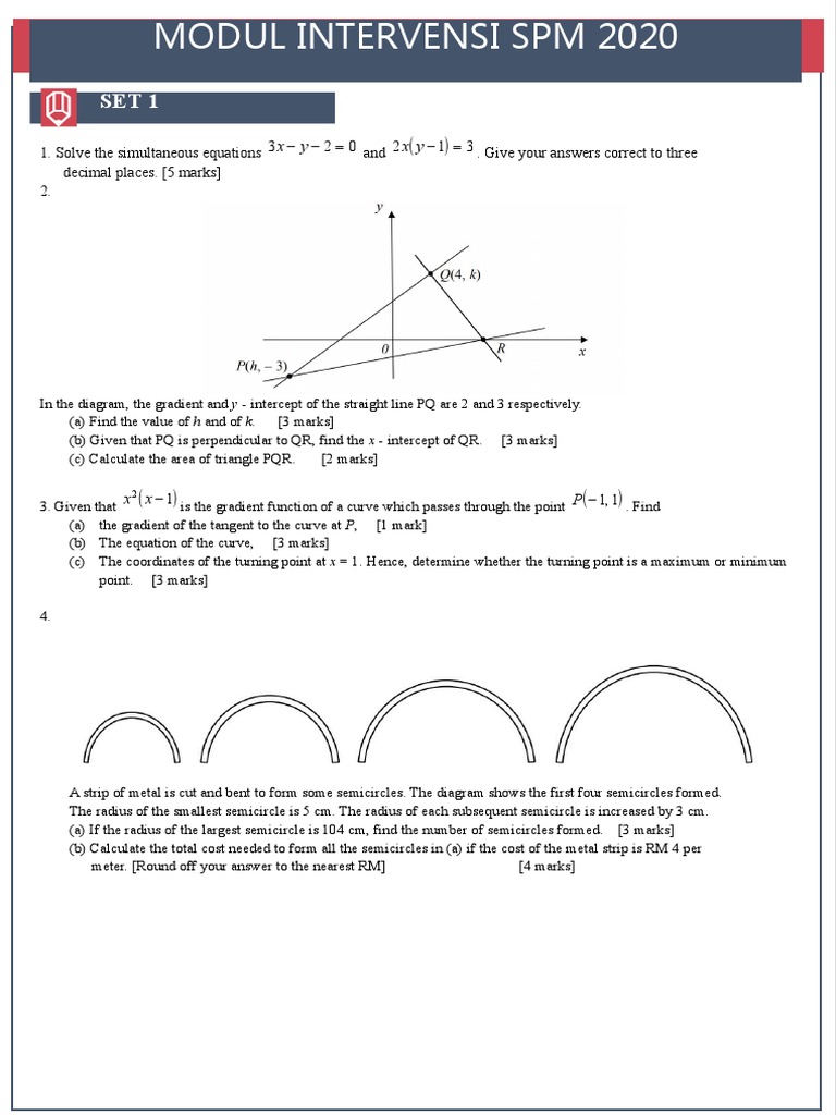 SPM 2020 Math Intervention Exercises | PDF