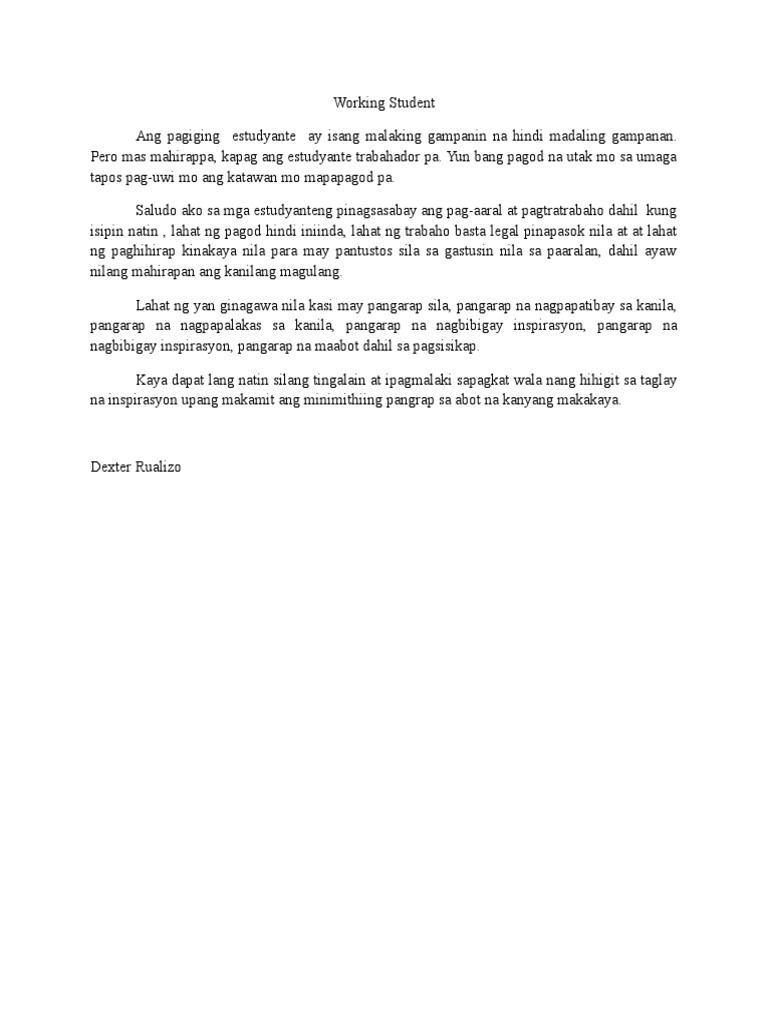 Working Student Opinyon | PDF