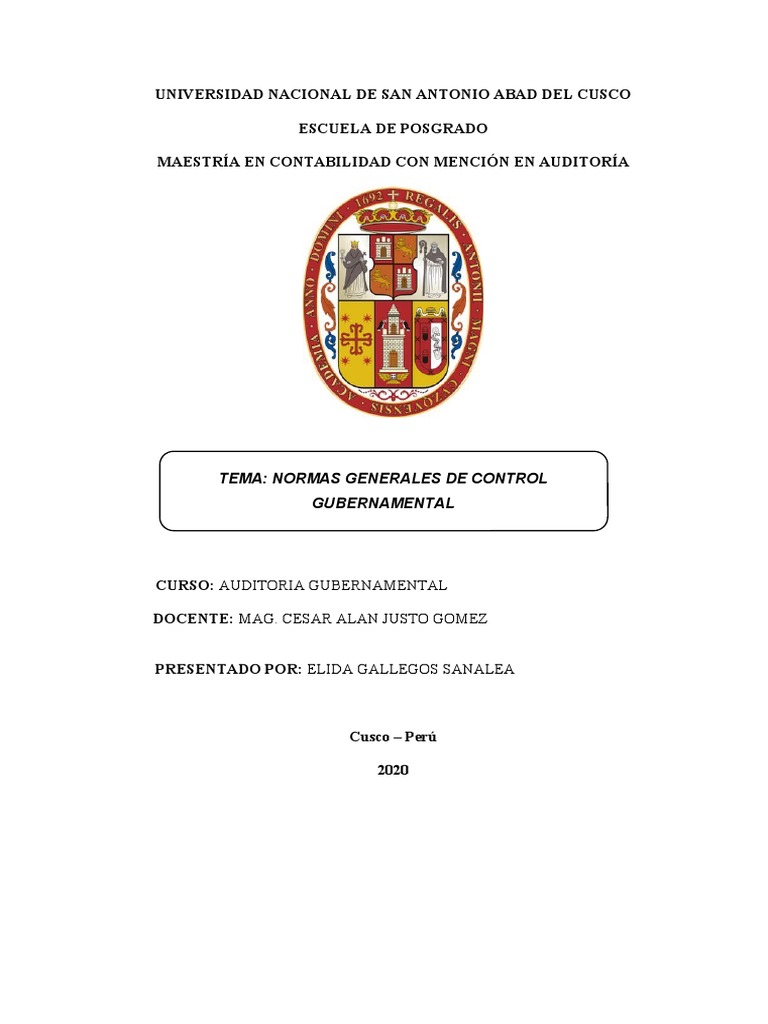 Normas de Control Gubernamental | PDF | Calidad (comercial) | Auditoría