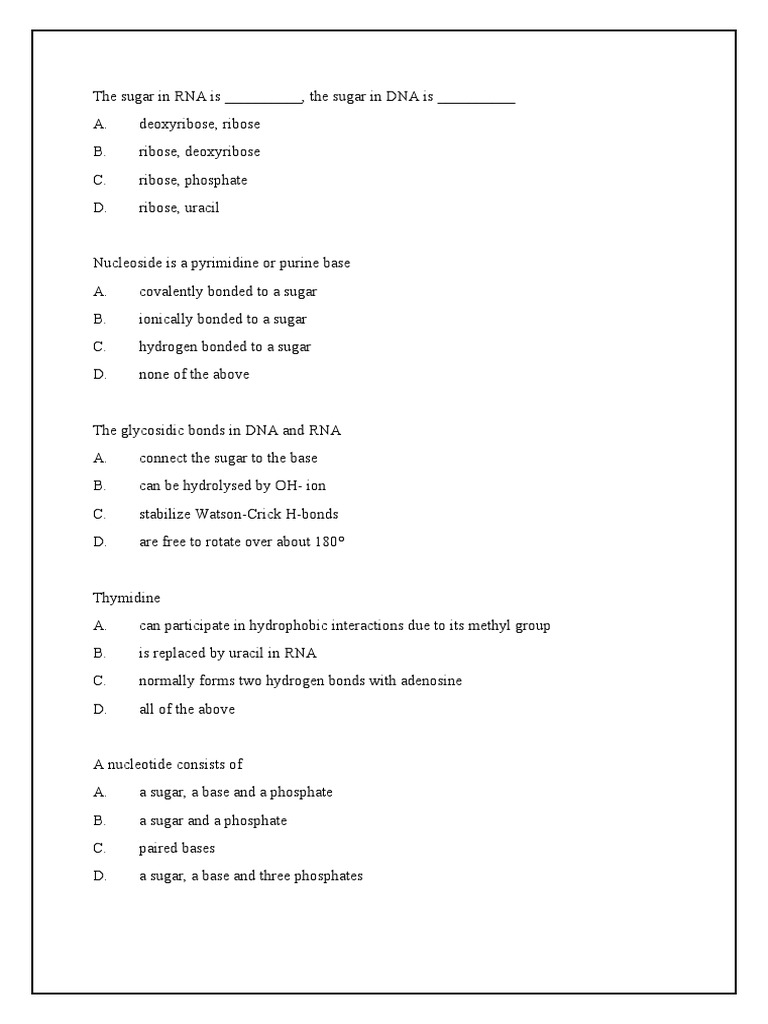 DNA and RNA MCQ PDF Dominance Zygosity