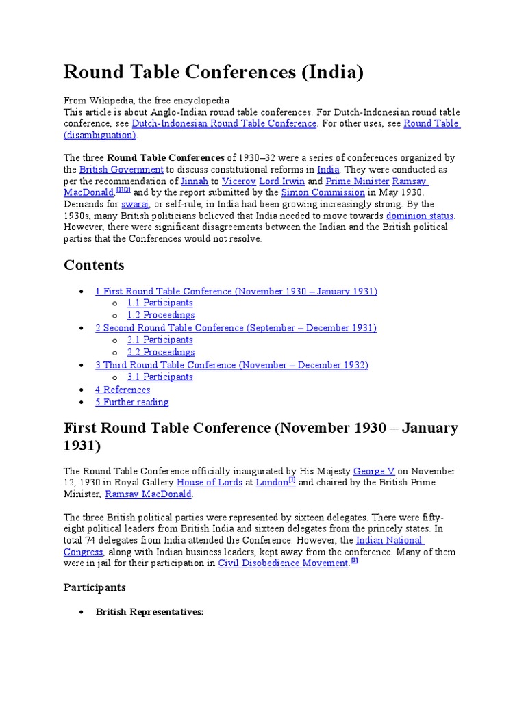 Round Table Conferences (India) : Participants | PDF | British India