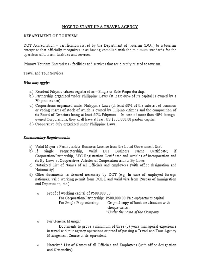 Travel Agency Requirements PDF Sole Proprietorship Airlines