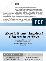 19 - Explicit and Implicit Claims in A Text
