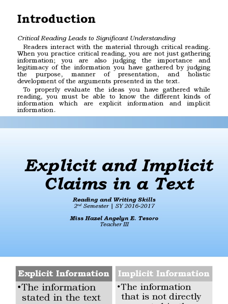 19 explicit and implicit claims in a text pdf information
