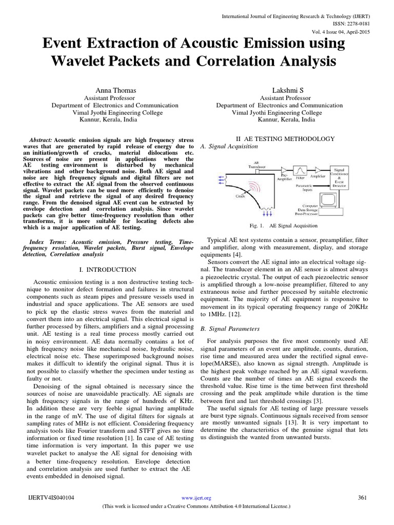 Event Extraction of Acoustic Emission Using Wavelet Packets and ...