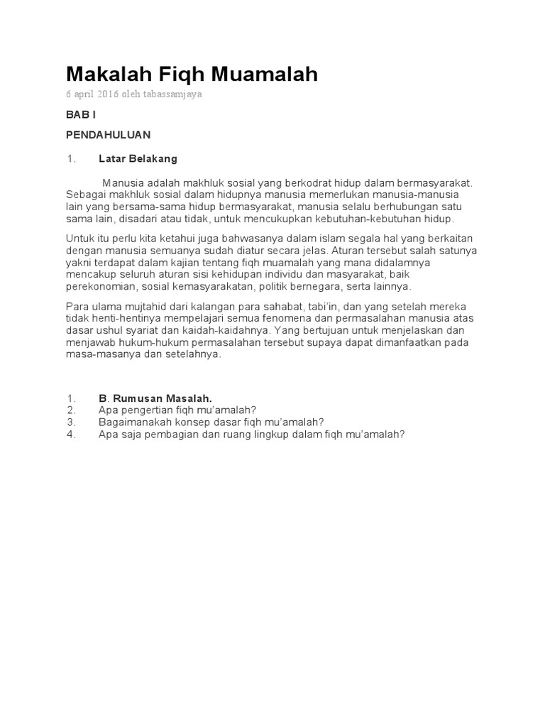 Makalah Fiqh Muamalah