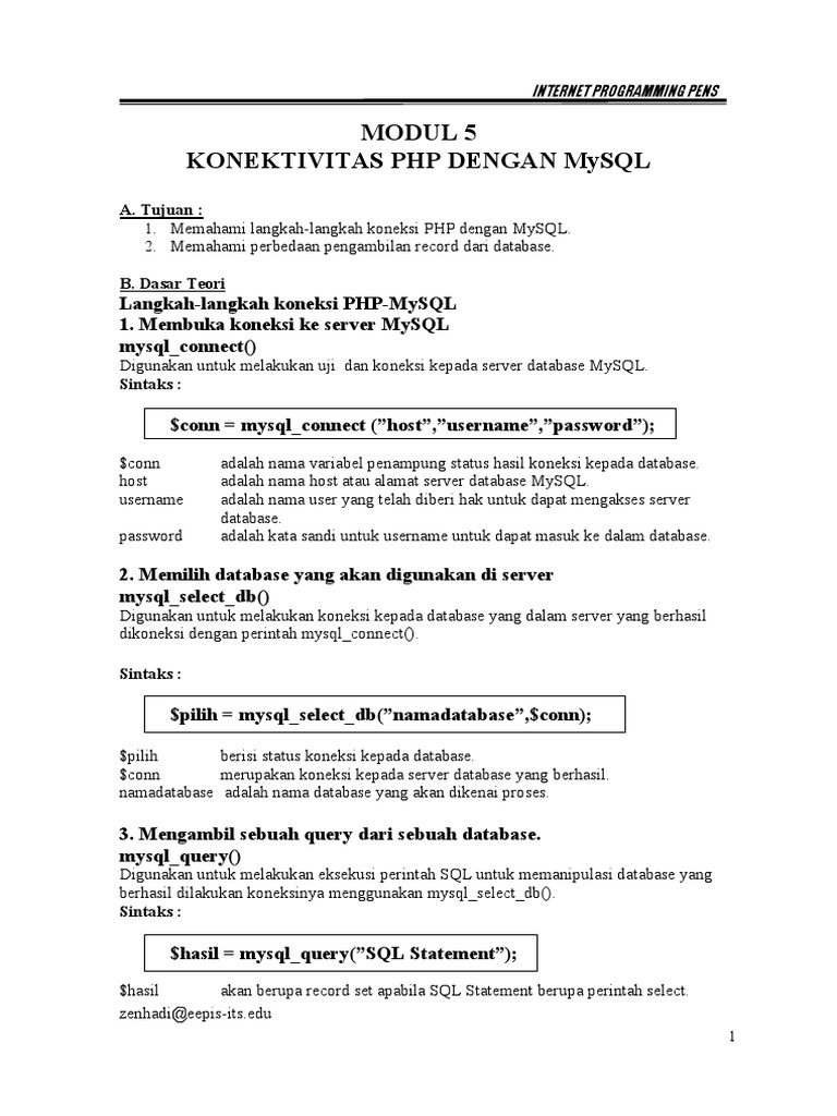 Koneksi PHP dan MySQL: Panduan Lengkap | PDF
