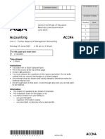 Accounting Accn4: General Certificate of Education Advanced Level Examination June 2015