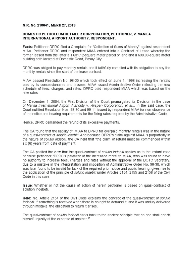 DPRC vs. MIAA | PDF | Lease | Law Of Obligations