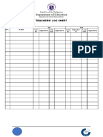 Department of Education: Teachers' Log Sheet