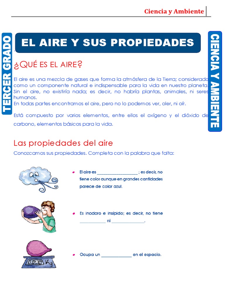 Propiedades del aire para niños | PDF