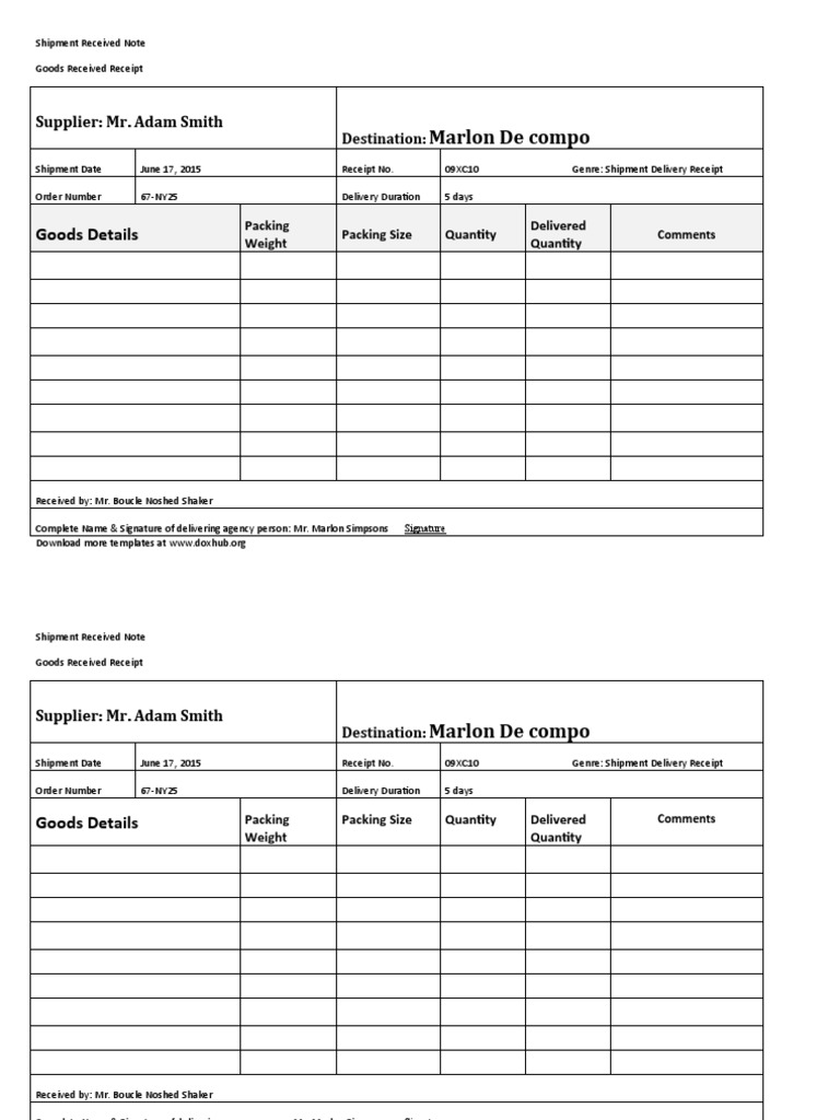 Proof of Delivery Template | PDF | Receipt | Supply Chain Management