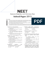 Solved Paper: All India Pre Medical Test