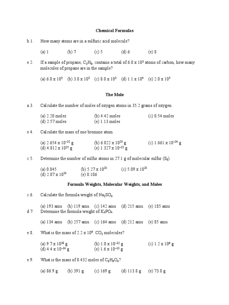 Mole Concept and Chemical Calculations | PDF | Mole (Unit) | Molecules