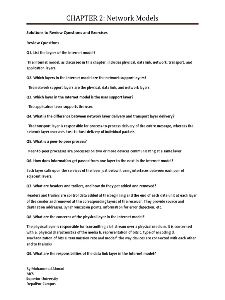 CHAPTER 2: Network Models: Solutions To Review Questions and Exercises ...
