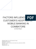 Factors Influencing The Customer S Adoption of Mobile Banking in Coimbatore