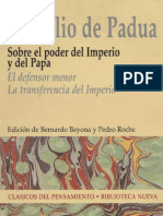 De Padua Marsilio - Sobre El Poder Del Imperio Y Del Papa