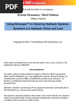 System Dynamics, Third Edition: Using Simscape ™ For Modeling Hydraulic Systems: Dynamics of A Hydraulic Piston and Load