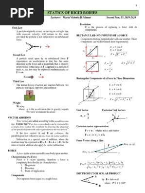 Statics Of Rigid Bodies Euclidean Vector Force