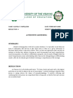 Attentive Listening: Name: Glenda V. Papellero DATE: FEBRUARY 8,2020 Reflection: 4 Subject: Eng 512 (Tesl)