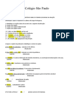 Lista de exercícios sobre os termos essenciais da oração