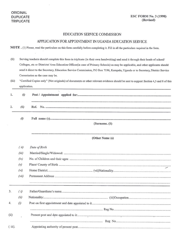ESC FORM No. 3 - 1998 | PDF