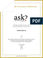 Audra Harvey Suicide Prevention Certificate