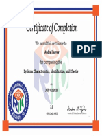 Dyslexia Certificate of Completion