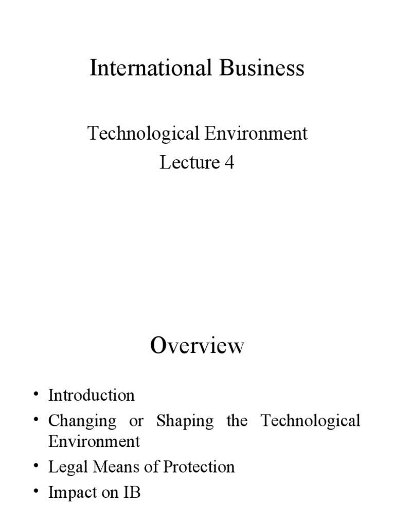 Technological Environment in International Business | PDF ...