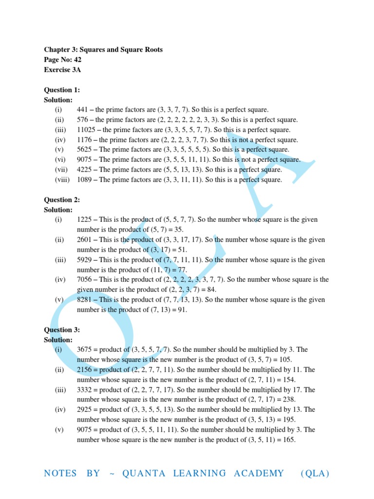 Chapter-3 Squares and Square Roots | PDF | Abstract Algebra ...