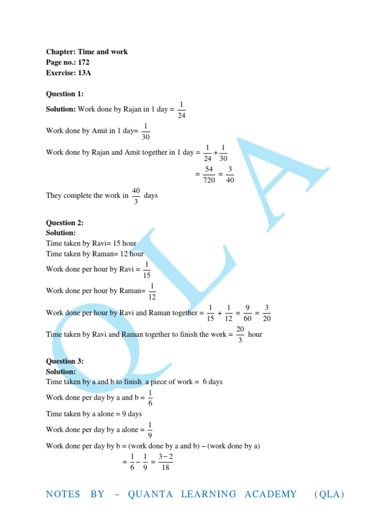 Work and Time Problem Solutions | PDF | Nature