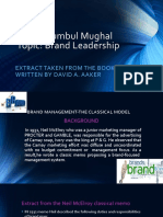 Name: Sumbul Mughal Topic: Brand Leadership: Extract Taken From The Book Written by David A. Aaker