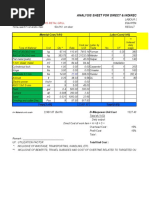 Material Cost (1:01) Labor Cost (1:02) : Analysis Sheet For Direct & Indirect Costs