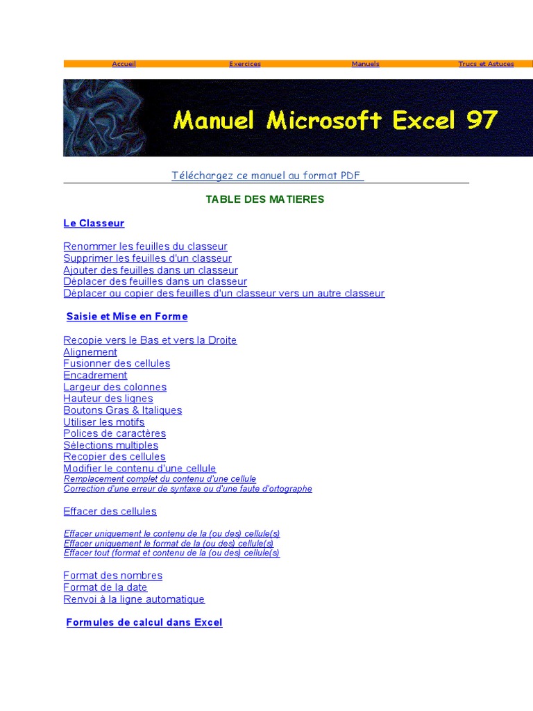 Syllabus de cours Excel PDF | PDF | Microsoft Excel | Imprimante ...