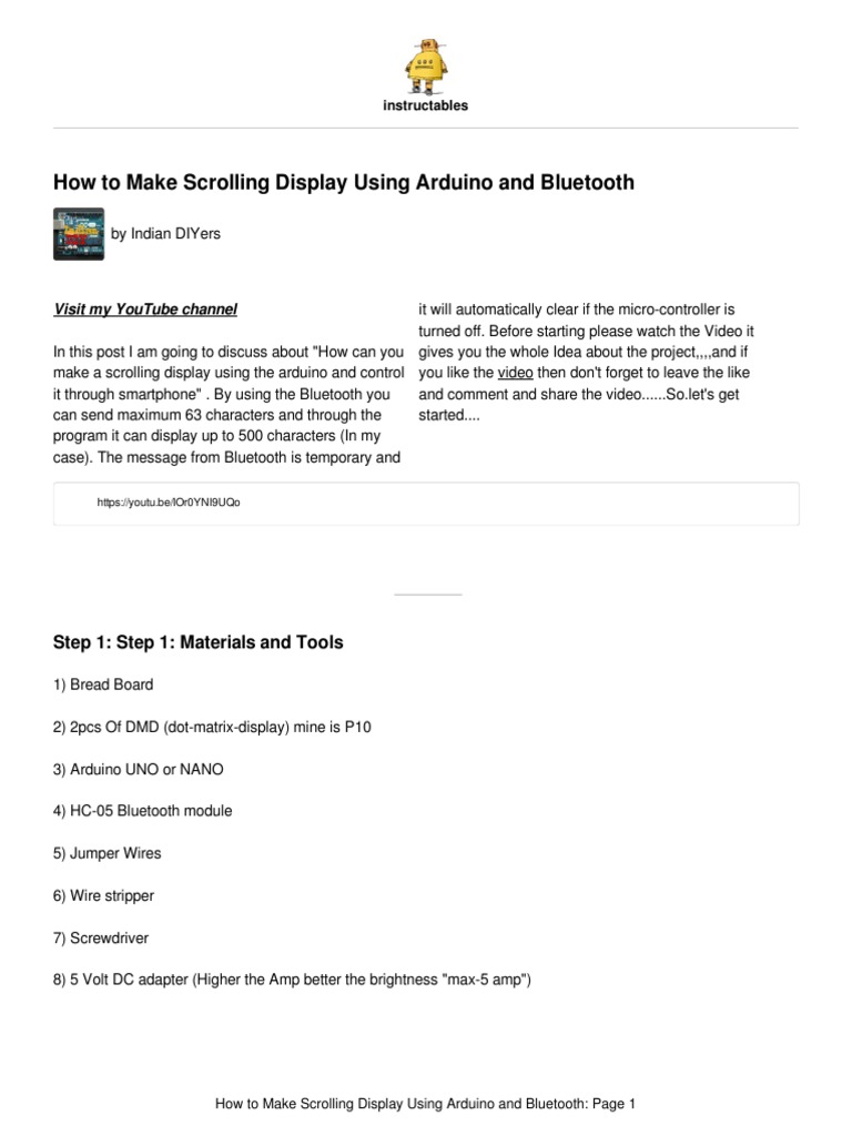 How To Make Scrolling Display Using Arduino and BL | PDF