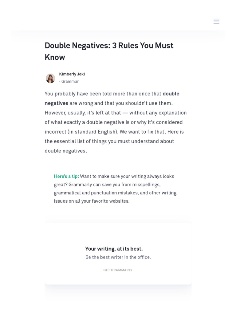 Understanding Double Negatives in English | PDF | English Language | Verb