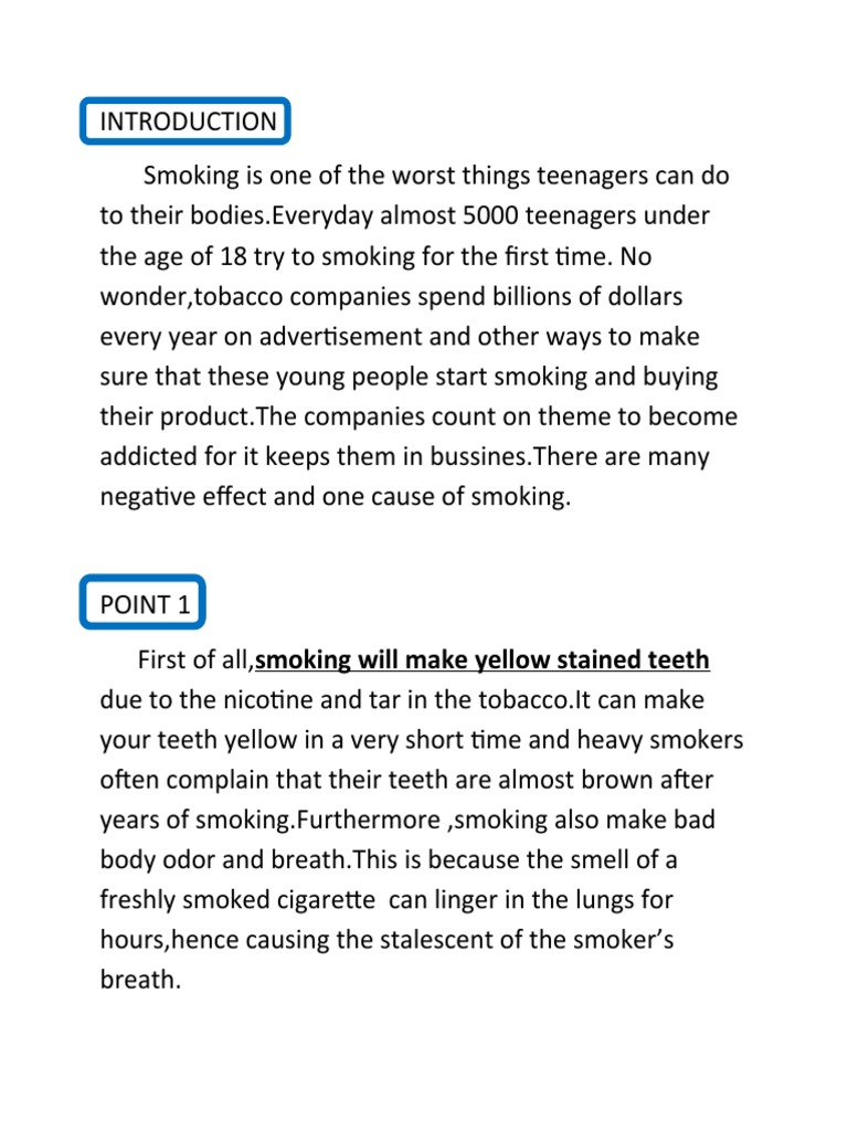 Teenage Smoking: Health Risks and Causes | PDF | Cigarette