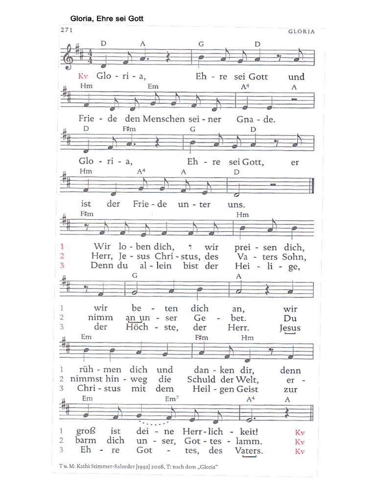 Gloria, Ehre Sei Gott PDF