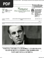 “Goccia ancora la tenebra”- un secolo fa Yeats scrive la poesia che dobbiamo tatuarci sulla schiena - Pangea