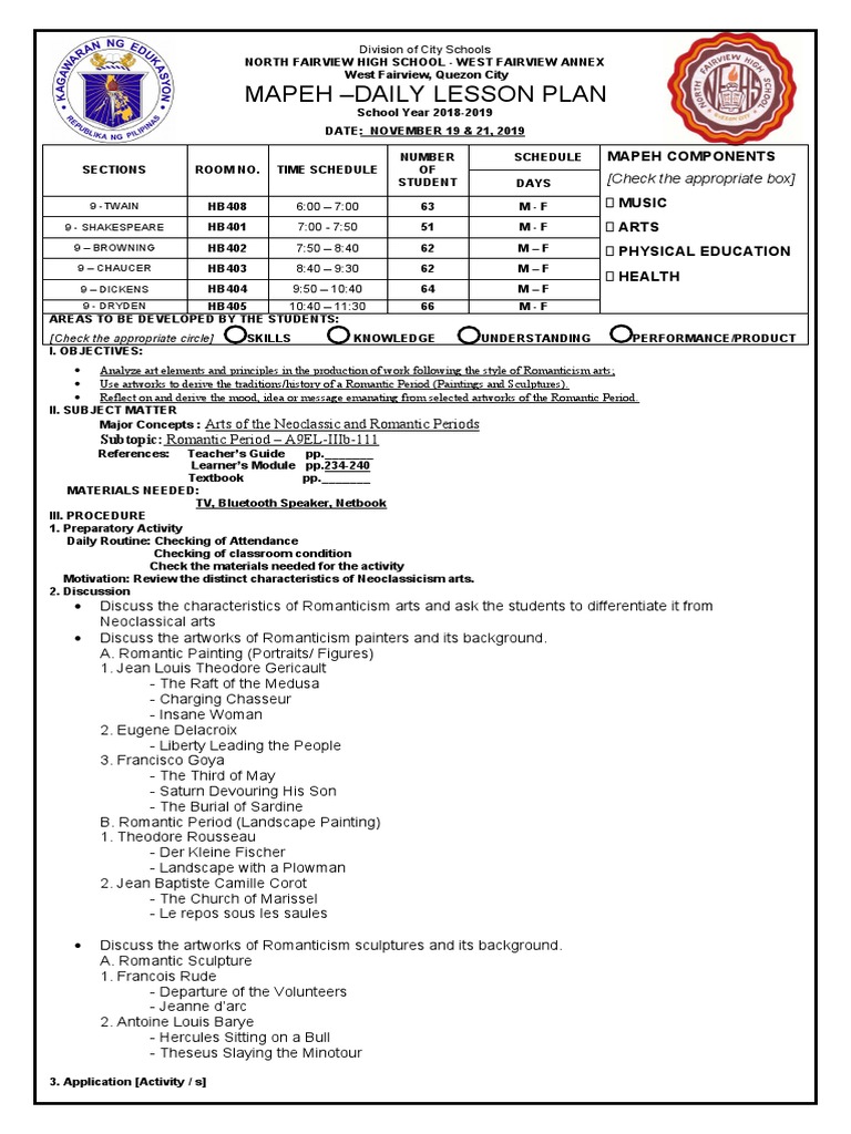 Mapeh Daily Lesson Plan PDF First Aid Lesson Plan