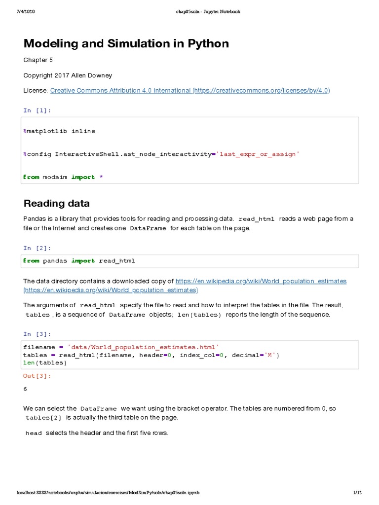 Modeling and Simulation in Python: Reading Data | PDF | Time Series ...