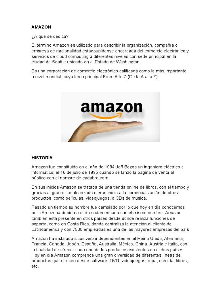 Historia y Función de Amazon | PDF | Business | Informática