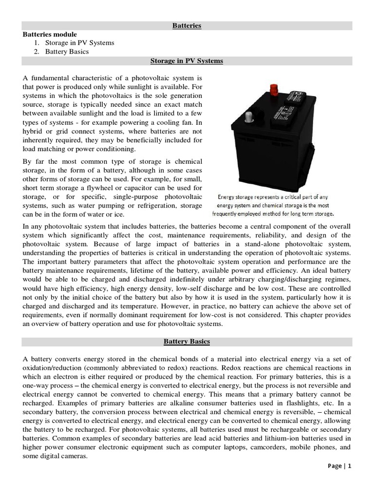 Batteries Batteries Module: Page - 1 | PDF | Rechargeable Battery ...