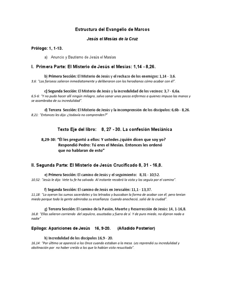 Estructura Del Evangelio de Marcos | PDF