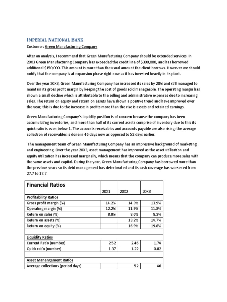 Green Manufacturing Company PDF Equity (Finance) Gross Margin