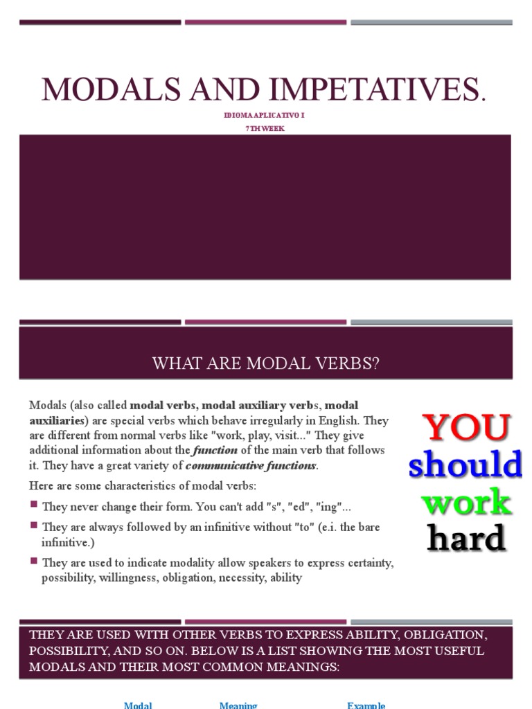 Understanding Modal Verbs and Imperatives | PDF | Verb | Language Mechanics